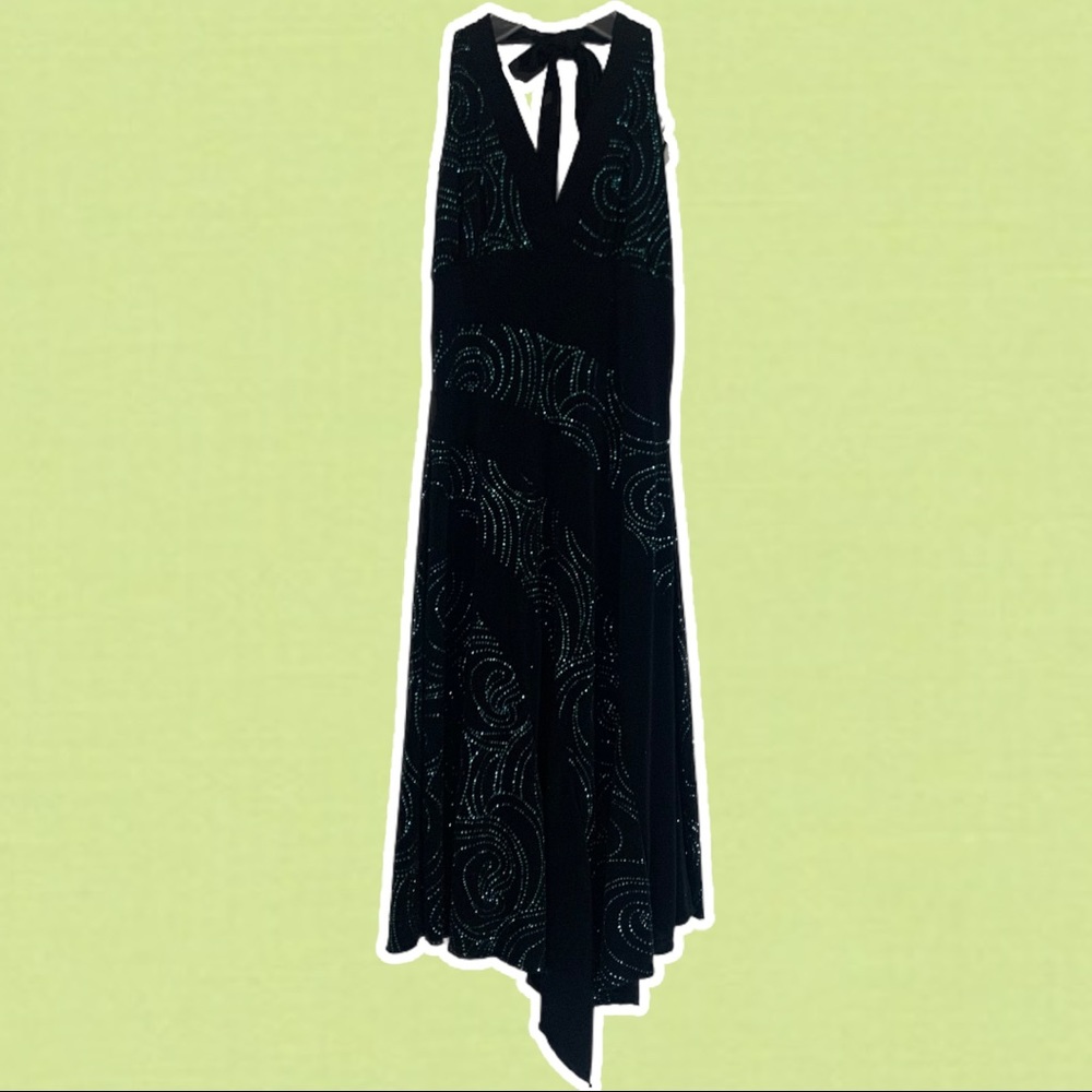 Y2K Black Halter Dress with Asymmetrical Hemline